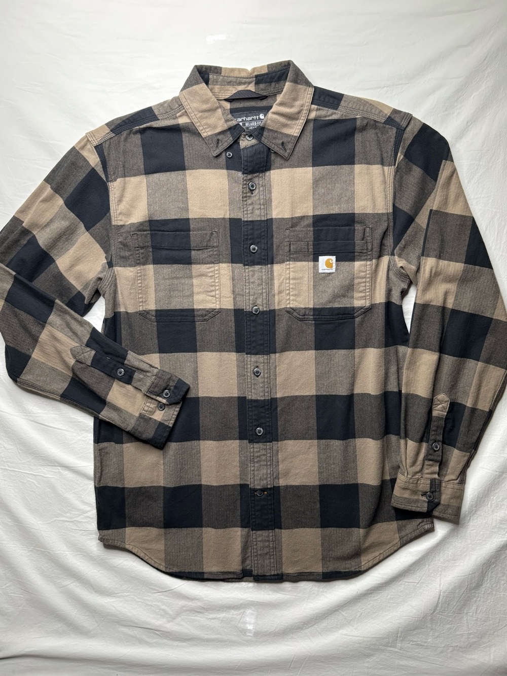 Carhartt - Men’s Tan & Black Buffalo Plaid Button-Down Shirt